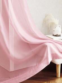 2 件薄纱窗帘，客厅和卧室装饰窗帘 - 粉色 - 查看 2