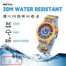 1 件挖掘机图案防水儿童电子手表