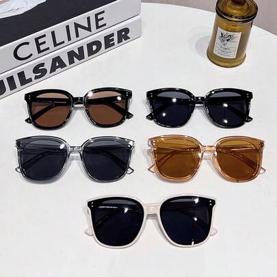 1 Stück Plastik Retro Geometrisch Großer Rahmen Strand Reise Urlaub Mode Modebrillen Set für Frauen [Zufällige Lieferung]