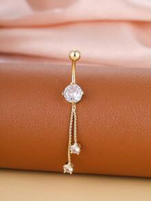 5pcs/Set Gold-Plated Curved Barbell, Belly Button Rings Set, Surgical Stainless Steel Inlaid Glitter Zirconia Heart, Flower, Butterfly Piercing Jewelry For Women, Daily Wear & Holiday Gift - Yellow Gold - View 7