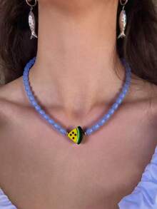 1 件手工玻璃串珠水果项链，时尚珠宝配饰，类似网红风格，2025 年春夏