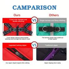 Adjustable Dog Jacket Suitable For Small, Medium And Large Dogs - Reflective Wool-Lined, Adjustable Buckles And Dual D-Ring Leash Attachment