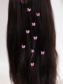 10 件时尚可爱粉色蝴蝶发夹，百搭女士发夹，编织发夹，婚礼、婚礼派对装饰的理想选择，爪夹，发夹，发夹，发夹 - 彩色 - 查看 1