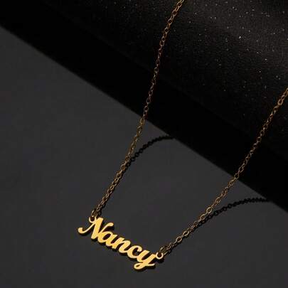 Customized Stainless Steel Name Necklace, Simple Personalized English Letter Font, Suitable For Couples, Friends, Mother's Day, High-End Gift For Mom, Fashion Jewelry, Suitable For Daily Wear, Perfect For Valentine's Day, Mother's Day, Gifts For Her, Girlfriend, Mom, Dad, Family, Anniversary, Wedding, Friends Gathering, Back To School, Class Reunion