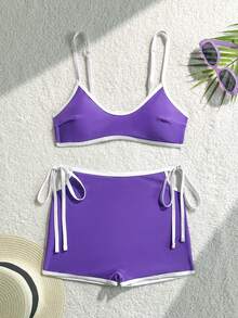 Solid Color Elegant Sexy Lace-Up Beach Swimsuit