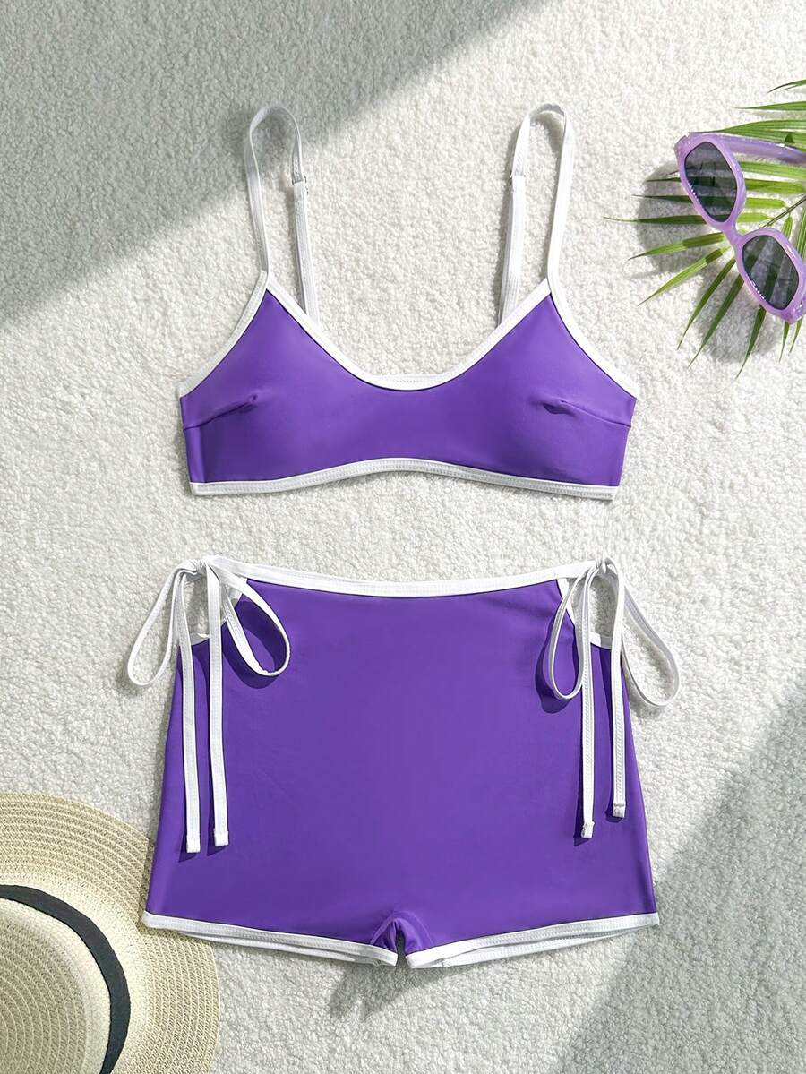 Solid Color Elegant Sexy Lace-Up Beach Swimsuit