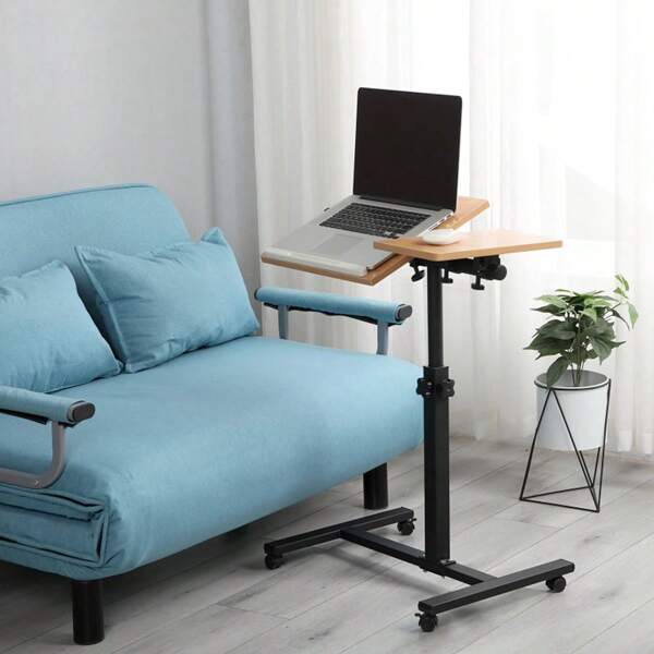 Leichter Beistelltisch, medizinischer Nachttisch, Computertisch, Gaming-Schreibtisch, rollender Laptop-Sofatisch, Klapphöhe mit 4 Rollen, 60 * 34,5 58-90 cm