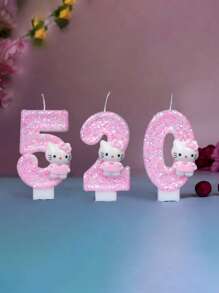 Sanrio 1 pezzo - Candela per festa di compleanno/festival a tema Sanrio, Dolce candela rosa di Hello Kitty, disponibile nei numeri da 0 a 9, decorazione per torta adorabile a forma di gattino