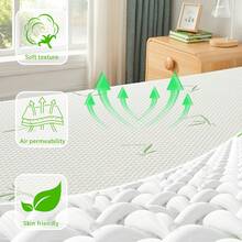 5 In 6 In 8 In CertiPUR-US Summer Cooling Bamboo Cover Memory Gel Foam Medium Firm Mattress For Pressure Relieving Mattress Supportive Edge Provide Peaceful Night Sleep - trắng - Xem 6