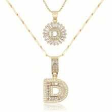 Dainty Bubble Initials Balloon Letter Necklace Set For Women Double-Layer Rock Initials Letter Necklace Set Synthetic Cubic Zirconia Micro-Inlaid Crown Letter Diy English