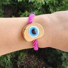2025 Boho Thick Rope Exaggerated Necklace Plump Peach Green Evil Eye Pendant Necklace For Women New Jewelry Accessories Collar