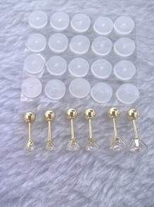 26Pcs/Set 3/4/5mm Stainless Steel 3 Pairs Of Size Round Zirconia CZ Cartilage Piercing Earring+20 Piercing Healing Discs Soft Flat Spacer Washer Anti Hyperplasia Anti-Sagging For Body Piercing For Women Men Fashion Geometric Piercing Earrings Y2K Jewelry Gift