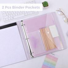 Neww  3 Ring Binder  Clipboard 1 Inch, 13.2" * 10.2" PU Clipboard Binder  Notepad & 5 Dividers  5 Pockets, Labels, Clipboard Folder Great For School Office(Fit Letter Sized Paper) - Purple Letter Size - 1 Inch - View 3