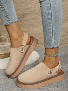 2025 New Thick Sole Closed Toe Mule Sandals With Buckle Strap, Comfortable Slip-On Slippers, Versatile Marroon Color System
