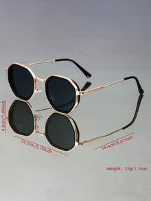 New Retro Small Frame Polygon Fashion Fashion Glasses, Unisex Metal Temple Minimalist Style Suitable For Daily Wear, Holiday/Party - Multicolor - View 4