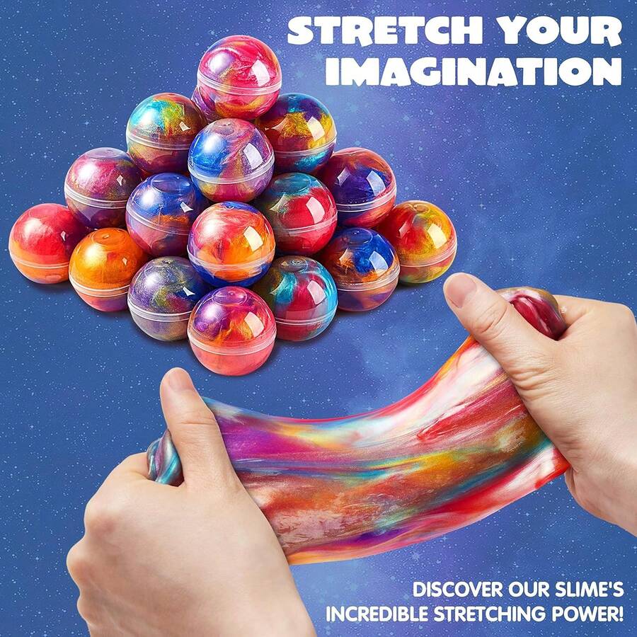 Galaxy Slime 行星派對小禮包,彈性可拉伸史萊姆玩具,適合兒童、男孩女孩,教室獎勵,史萊姆套組,聖誕襪填充物,禮物袋填充物,復活節籃子填充物,派對用品,生日禮物 - 彩色 - 查看 1