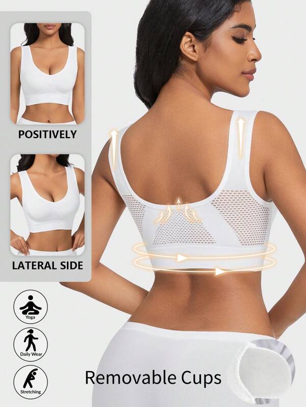 1pc Women Seamless Sports Bra With Removable Pads, Comfortable For Yoga, Fitness