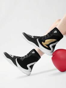 TACHUAN Men's Professional Wrestling Shoes, High-Top Boxing Shoes Training Boots Muay Thai Kickboxing Fitness Shoes - Black - View 8