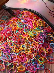 50/500/1000 条一次性女士简约时尚可爱休闲高弹力加厚宽 1.5 厘米/0.6 英寸橡胶彩色发带，适合女性日常化妆、通勤、运动、高马尾使用、发饰、健身配件、发带、发饰、马尾辫夹、发圈、发橡皮筋