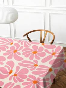 1 stuk tafelkleed met bloemenpatroon, modern rechthoekig/rond waterbestendig tafelkleed van polyester, digitaal bedrukt, geschikt voor woonkamer, eettafel buiten, kleine ronde tafel