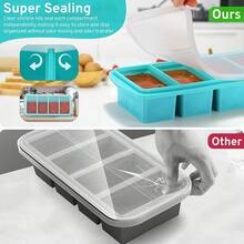 Silicone Freezer Tray With Lid - 1 Cup Silicone Freezers Tray - Large Cube Freezer Molds - Soup, Sauce, Leftovers, Homemade Meal Prep Freezing Kitchen Storage Containers - Aqua - 4-Pack - 水藍色 2 件裝 - 查看 8