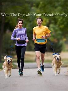 1pc 4 Seasons Pet Leash, Adjustable Dog Running Leash With Waist Bag, Multifunctional Retractable Anti-Pulling Outdoor Walking Dog Leash - Multicolor - View 2