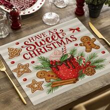 1/4 Set di Tovagliette Natalizie in Lino Stampato a Quadri Bufalo, Babbo Natale Invernale, Albero di Natale, Pupazzo di Neve e Cervo per Tavolo da Pranzo, Lavabili in Poliestere Rettangolari, Sottobicchieri, Tovaglie da Cucina, Tappetini per il Caffè, Adatti per Cucina, Sala da Pranzo, Matrimonio, Decorazione Casa, Decorazione Stanza, Decorazione Interna, Decorazione Tavolo, Decorazione Festa di Natale, Regalo Ideale