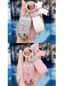 Car Key Fod Cover Shell Case With Keychain For For VW For Magotan For Golf 4 3 5 6 For MK6 For Passat For Touran For Bora For Tiguan For Jetta For Lavida For Skoda For Octavia Key Bag Car Key Remote Case