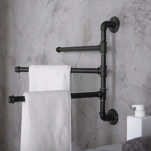 Bath Towel Bar Industrial Retro Towel Bar Water Pipe Towel Rack 3-Layer Rotatable Towel Rack Bathroom Towel Holder Towel Bar Towel Rack For Bathroom