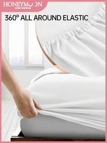 1pc Ultra Soft Solid Color Fitted Sheet, Lightweight As Cloud, 9.84 Inch/25cm Deep Pocket, Fits All Size Beds - Twin, Full, Queen, King, Essential For Home And Dorm Use - White - View 2