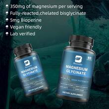 B BEWORTHS BEWORTHS Magnesium Glycinate 350mg With Full Chelated Magnesium & 5mg Piperine - Dietary Supplement For Muscle, Heart, Nerve & Bone Support - 60 Easy-To-Swallow Capsules - 60 cái - Xem 5