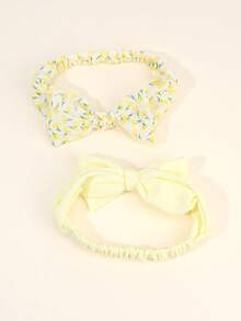 2 Piezas Diademas con Moños para Bebé Recién Nacido Niña, Diadema de Bebé Niña Amarilla, Diadema para Bebé con Estampado Suave, Artículos Esenciales para Bebé, Accesorios para Bebé. - Amarillo - Ver 9