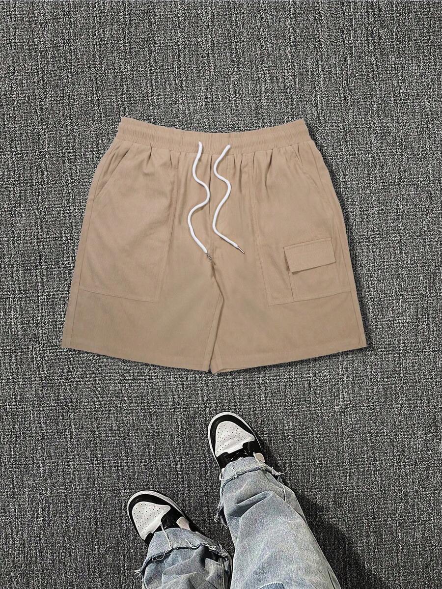 2025 Men's Summer Street Fashion Multi-Pocket Corduroy Breathable Outdoor Sports Shorts - Khaki - View 1