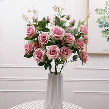 1PC/2PCS玫瑰，仿真多色玫瑰，用于婚礼装饰，派对装饰，人造玫瑰，手工花束，塑料花，情侣礼物，以及各种节日，婚礼装饰，节日派对桌面装饰，家居装饰，情侣表达，桌面花束