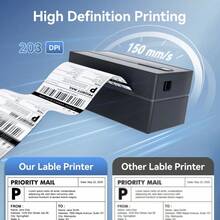 Shipping Label Printer 4x6 Bluetooth Thermal Label Printer For Small Business And Shipping Package, Support Android, IP Ho Ne, Windows, MacOS. - Black - View 4