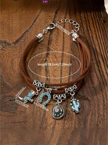 1 pezzo Stivali da cowboy in stile occidentale, Cappello da cowboy, Set di collana e bracciale vintage a più pendenti decorativi per donne