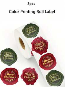 500pcs/Roll Merry Christmas Stickers, Christmas Theme Sealing Label Stickers, For Homemade Gift Baking Packaging Envelope Stationery Decor, Christmas Sticker For Holiday Greeting, Sealing, Gift Decorations (Please Note That The Sticker Is Flat),Christmas - Multicolor - View 13