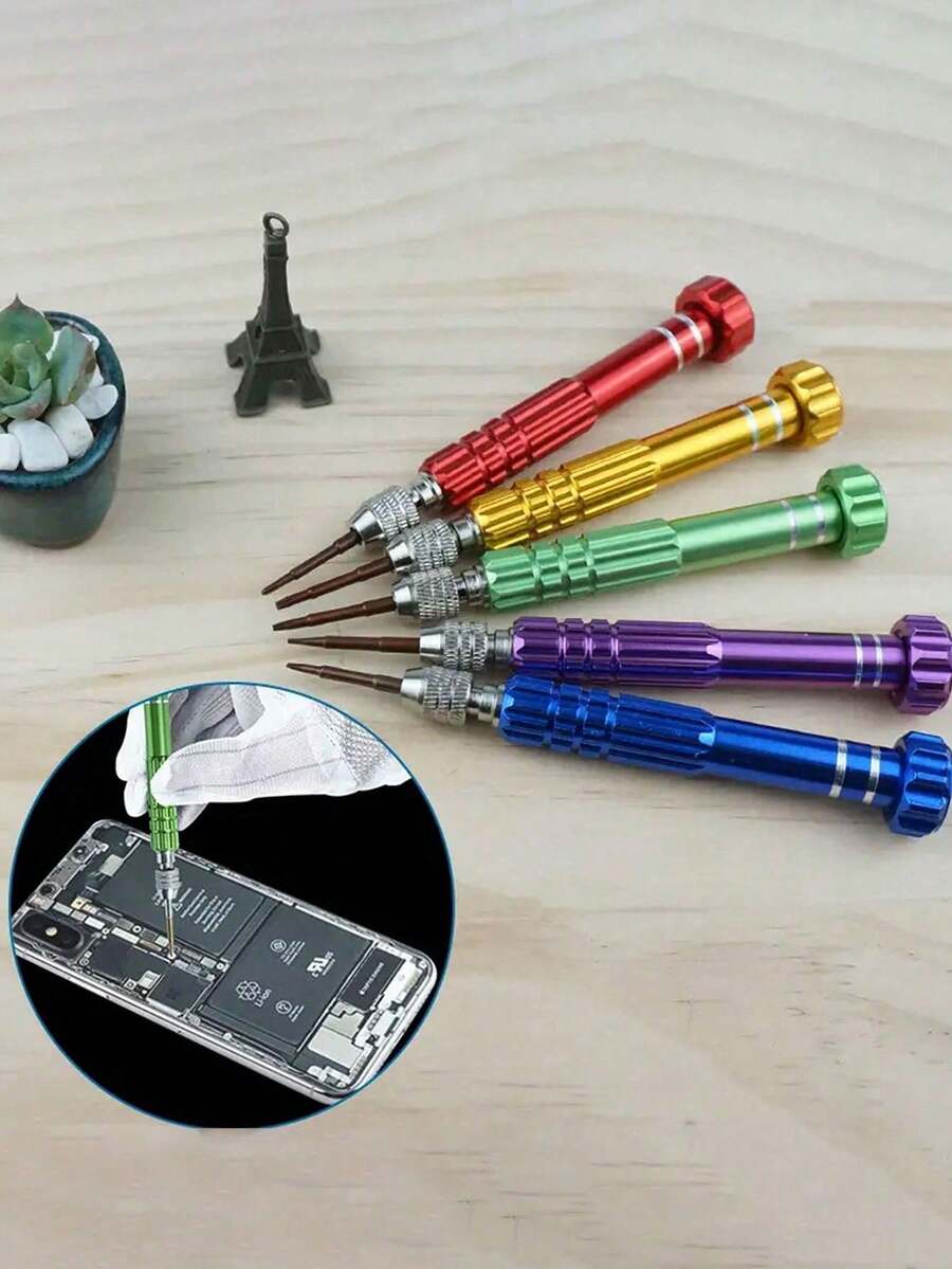 1/5 件眼镜螺丝刀、手表维修工具套件（带钥匙扣）、便携式手动精密螺丝刀工具套装