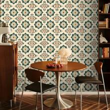 1 Rolle Vintage Stil Selbstklebende Tapete - Polygonales Blumen Muster, Abziehen und Aufkleben, Abnehmbar, Wasserfestes Kontaktpapier, Geeignet für Wohnzimmer, Schlafzimmer, Esszimmer, Flur, Heimdekoration, Schrank, Bücherregal, Möbel, Wandkunst, Sommerdekoration, Feiertagsdekoration Geschenk