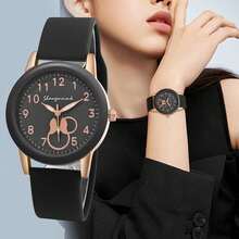 女性石英手錶時尚手表女士鍵匙旋轉表圈矽膠表帶丘比特之箭情人節禮物