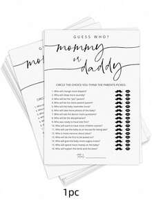 20 张“谁是妈妈还是爸爸”游戏卡、迎婴派对游戏卡、迎婴派对游戏和活动、适合男孩或女孩的趣味迎婴派对游戏