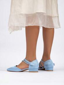 1 par de nuevos zapatos de tacón alto de punta fina de moda para el verano, zapatos con tacón bajo para adolescentes y estudiantes, bailarinas casuales para exteriores, zapatos de PUnta blanca de moda y cómodos