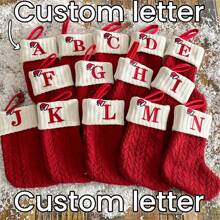 Personalized Baby Shower Christmas Stocking,Christmas Stockings Small Xmas English Letters Hanging Stockings Christmas Socks Double Sided Fireplace Hanging Stockings For Christmas Party Decoration New Year Party Gift Favors Supplies,Knit Monogram Christmas Stockings,Family Holiday Xmas Party Decor