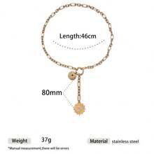 1pc Fashion Simple Elegant Stainless Steel Rhinestone Striped Evil Eye Pendant Necklace, Suitable For Holiday And Daily Wear