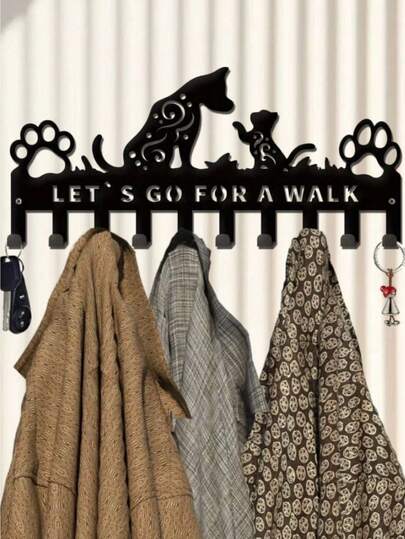 1PC/2pcs Black Metal Dog Paw Towel Hooks - Adorable Puppy-Themed Hooks For Dog Lovers, Pet-Inspired Home Decor For Kitchen And Bathroom Organization, Durable And Stylish Accessory For Towels, Robes, Belts, And Leashes In Entryway, Bathroom Or Kitchen, Perfect For Dog-Themed Decor Collections, Thoughtful Housewarming Or Birthday Gift For Dog Owners