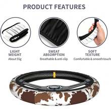 New Brown Cow Print Steering Wheel Cover Universal 15 Inch For Women Men, Neoprene Anti-Slip Cute Car Steering Wheel Grip Wrap Car Accri Protective Case Cover For Vehicle Truck SUV¡­ - Rainbow Cheetah Print One Size - View 2