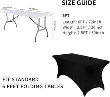 6 Pack Spandex Table Cover For 6FT Table Universal Fitted Stretch Tablecloth For Party, Banquet, Wedding And Events-Black - 黑與白 - 查看 2