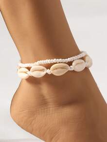 Boho Style Beaded Bracelets For Teens, With Resin Simulated Shell, Beads And Starfish Pendant, Suitable For Summer Beach Jewelry (Bead Colors Randomly Matched) - Style 1 - View 2