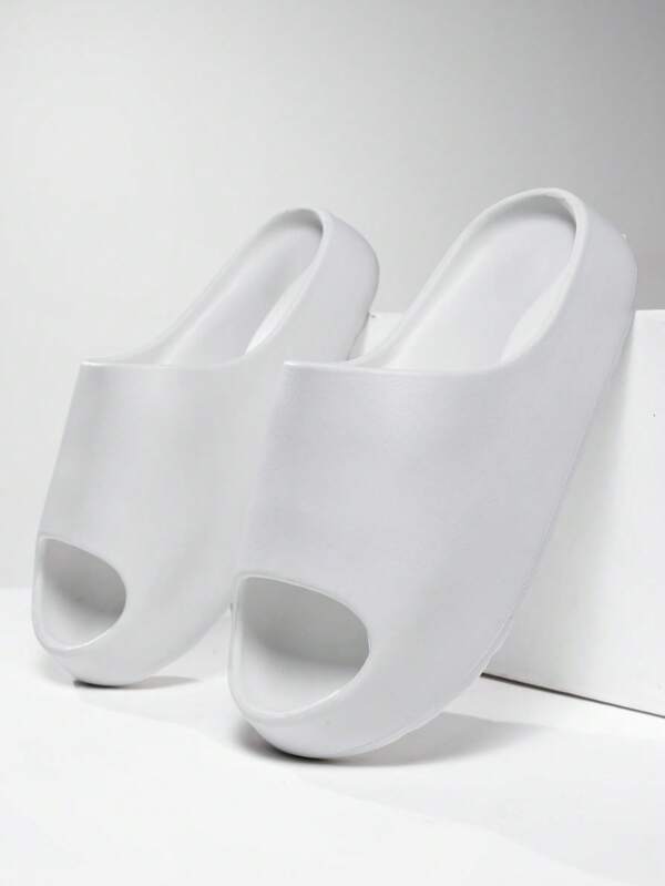 Men's Summer EVA Solid Color Slippers, Minimalist Design, Comfortable And Lightweight Daily Commuting Shoes, White Casual Sports Sandals For Home Wear