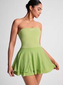 TCVC Women Racerback Sports Dress With Detachable Straps, Includes Integrated Shorts, Suitable For Indoor/Outdoor Sports, Tennis, Yoga, Breathable & Form-Fitting Fabric